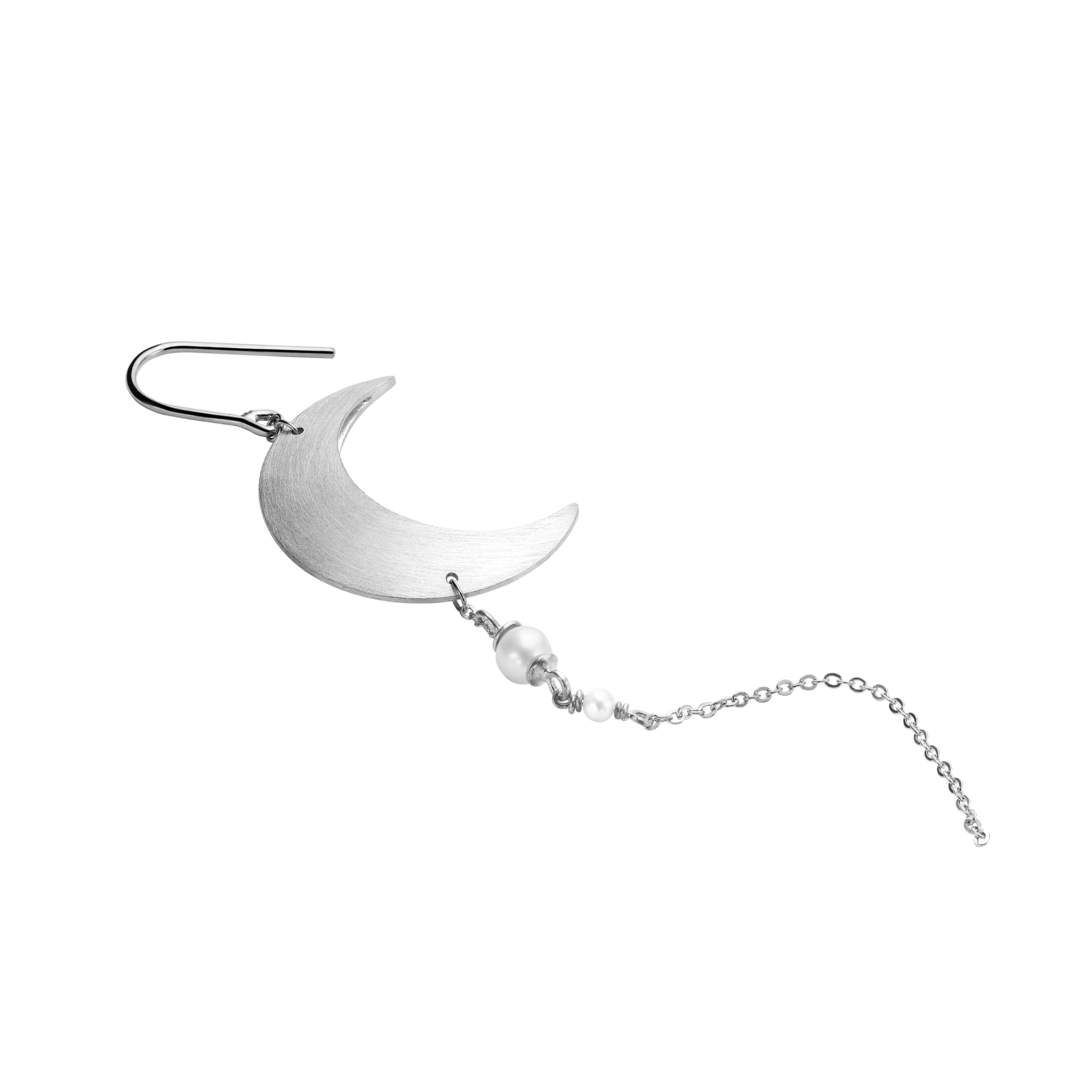 Half Moon Earring with pearl chain