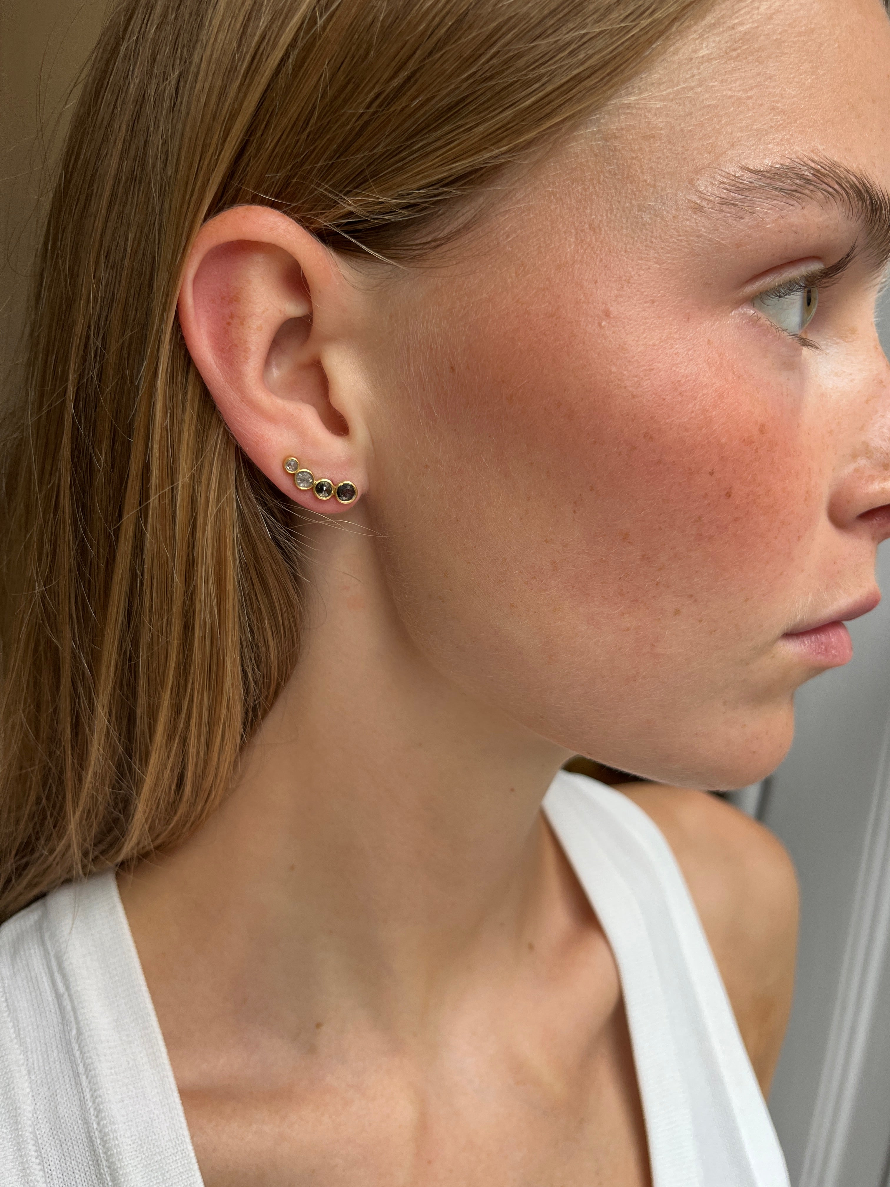 Crescent earrings with rose-cut diamonds