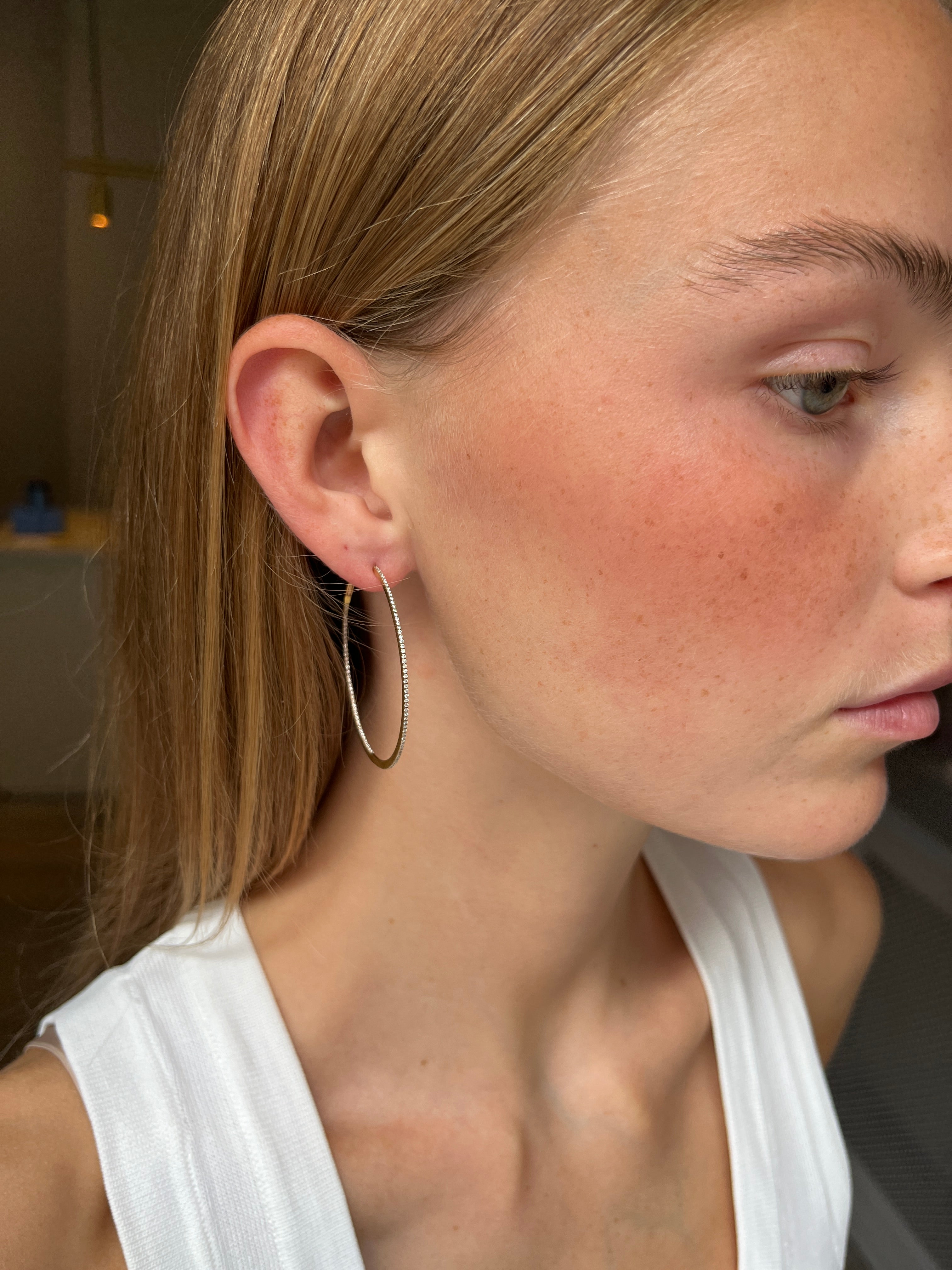 Diamond Hoops LARGE Ø 44,5 mm Hvid